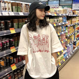 Zingj T-Shirt Female Loose Korean Version Joker Student College Style Top Fashion Bestie Wear 2024 Summer New