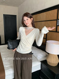 Xixi 2025 Autumn White Label New Gentle Korean Yarn Knitted Bottom Shirt Lady 100 On Top