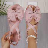 Sandals Women's Summer New Soft-Soled Bow Flat And A Word Sandals Fashion Wear Sweet Cool
