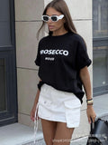 Hot Letter-Print T-Shirt Women's Cotton Collar Loose Short-Sleeved Top INS