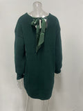 And Winter New Loose Knitting V-Neck Bow Long-Sleeved Sweater Dress