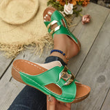 Large-Size Hollow Buckle Thick Bottom Slippers Women Summer Slope And Leisure Light Beach Cold