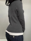 Homologous Retro Butterfly Print Color And Fake Two T-Shirts And Hot Girls Thin Knitted