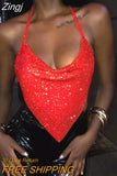 Women Sexy Rhinestone Tops Summer Cool Backless Bling Camisole Women Evening Party Club Underwear