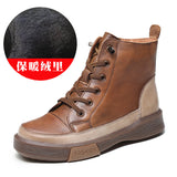 Martin Boots Women Retro Water Wash Skin With Beef Rib Bottom Boots Flat Base Soft Bottom Boots Plus