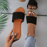 Flat Bottom Color Leopard-Print Slippers Women Wearing Candy Light Beach Cold
