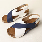 Bottom Cross-Slope Heel Sandals Women Wear Large-Size Impact Air-Breed Magic Sticky Beach Cold