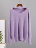 Autumn And Winter Ultra-Soft V-Neck Imitation Marinish Sweater Female Lazy Style Loose Knitted