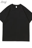 Summer Oversized T-shirt For Women 220G Loose Short Sleeve Tees Solid Casual Basic Cotton T Shirts For Women