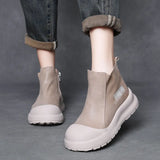 Layer Calfskin Retro Coloring Short Boots Women Autumn And Winter New Leisure Fashion Thick Bottom Increase High Help