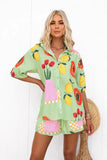 Casual Women's Shorts Two-Piece Fashion Print Shirt