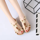 Sandals Women's 2025 Summer Flat Fish Mouth Beads Woven Sandals Roman Sandals Tourism Beach