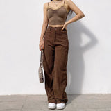 Street High Waist Corduroy Pants-Outfit