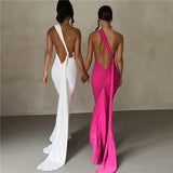 Zingj New Summer Women's Dress Sexy Back Hanging Neck Bag Hip Slim Evening Dress Dress