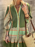 2025 New Women's Fashion Short Random Print Long-Sleeved Dress