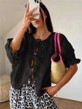 New Round Tie Nine-Sleeve Rope With Knitted Sweater Lazy Wind