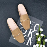 And Autumn Flat Bottom Bag Head Half Slippers Women Lazy Outside Wearing Casual Square Muller Single Shoe Size 41-44