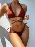Zingj Single Dress 2023 Bikini Solid Color Sexy Bikini Ladies Split Dress Triangle Bikini
