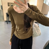 Basic T-Shirt With Bottomed T-Shirt Under Long Shoulder Sleeves New Style Thin Blouse In Spring And Autumn