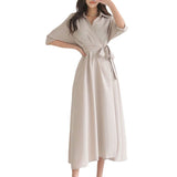 Dress Women's Summer New Dress French Waist Repair Slimming Temperament Summer High-Waist A-Word