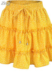 Chiffon Shorts Skirt Women Fashion Korean High Waist Floral Print A-LINE Mini Skirt