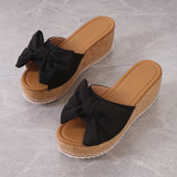 Bow-Bottomed Slippers Female Leopard-Print Cloth One-字字 Slope And Cool Slippers