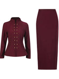 Temperament Set Fall 2025 New Fashion Collar Button Design High Waist Dress
