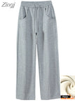 Loose Sweatpants 2023 Autumn Women Red Sport Pants High Waist Loose Trouser Female Fashion Streetwear Straight