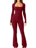 Women's Long-Sleeved Giose Waist-High-Legged Jump-Suited Jump-Suited Jump-Suited