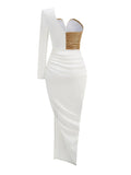 Autumn And Winter New Sleeves Hot Dress Three-Dimensional Flower Bag Tight-Up Fashion Dinner Dress