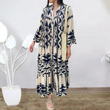 Large-Size Women's New Temperament Printed Shirt Dress Bohemian
