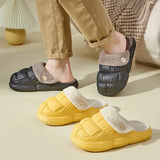 Fur Couple Cotton Slippers Women Wear Detachable Warm Waterproof And Velvet Indoors