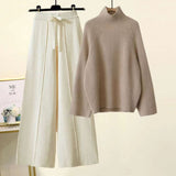 Version Of The Lazy Suit Women 2025 New Autumn And Winter Thick Thick Knitted Knitted Knitted Wide Leg Pants Two