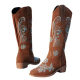 2025 Embroidered Coarse And Long-Sleet Women's Autumn And Winter New Fashion Knight Boots Embroidered Boots Women's