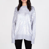 Letter Embroidery Personality Tattered Wool Woven Long-Sleeved Sweater Women's Autumn And Winter Letter