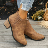 And Winter Fashion Coarse And High-Heeling Women's Short-Thigh Cylindrical Head Side Zipper Martin Boots Large-Size Bare