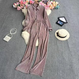 Suit Female Temperament Loose Long-Sleeved Shirt Two Sets Of Leisure High-Waist Hanging Pendant 100
