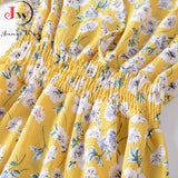 Women Vintage Floral Print A-Line Party Dress Spring Summer Elegant Long Sleeve Elastic Waist Chiffon Boho Beach Sundress