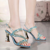 New Summer Diamond Sandals Women's Exposed Toe Sexy Diamond High-Heeled Crystal