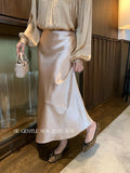 Xixi 2025 Autumn New White Standard Temperament High-Waist Acetate Fascination Skirt Slim Skirt