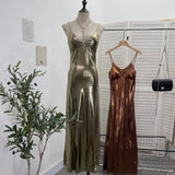 Picts Hottie Liquid Metallic Sling Dress Bag Pupama Long Skirt With Chest Cushion Dress Dress
