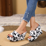 2025 New Hairy Slippers Loose Pastry Slope And Slippers Fashion Outdoor Women's