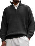 New Fashion Men's Sweater Casual Long Sleeve Half Zipper Collar Polo Shirt Top
