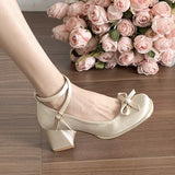 Jane Shoes Women's New High Heeled Square Head With A Bough Head Of Ballet French Women's Single Shoes In Spring