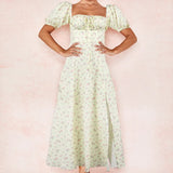Women's New Broken Flower Collar Sexy Open Fork Spring Dress