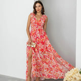 Zingj Summer New Fashion Rural Print Open Back Sexy Sling Big Place Skirt-Outfit