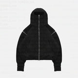 Brand Plus Velvet Double Hat Unique Design Hooded Jacket Autumn And Winter New Men's And Women's Loose Y2K
