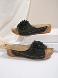 Slippers Women 25 New Slope And Exposed Toe Wearing Flower-Shaped