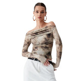 3D Printing Sexy Shoulder Pressure Folding Folding Umbilical Umbilical T-Shirt Girl 2025 New
