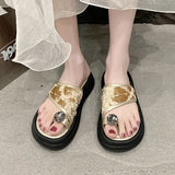 Fashion Comfortable One-Word Drag Woman 2025 Summer New Thick Bottom Height Clamp Slippers Women Wear Cold Drag